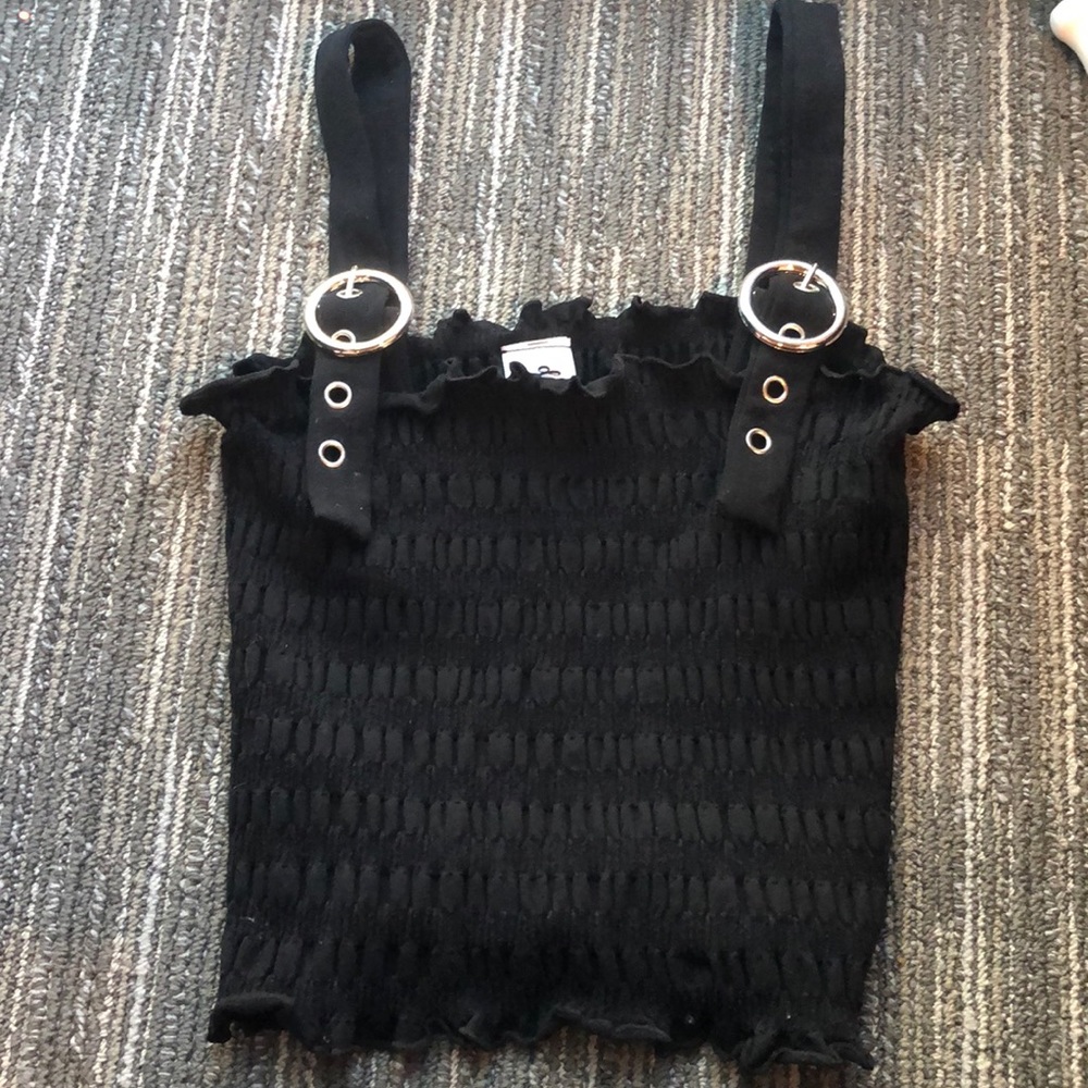 Black stretch crop top